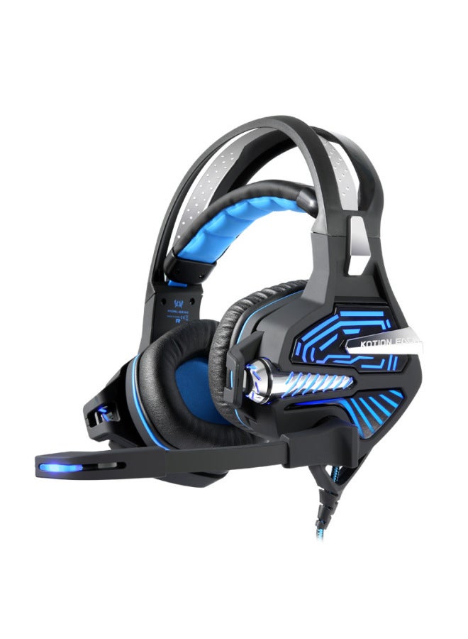 Inzhuo GS100 Video Game Vibration Headset Headset Computer Headset With Microphone Subwoofer USB7.1-Color:Gs100 Black Blue (usb7.1 Channel) - Image 2