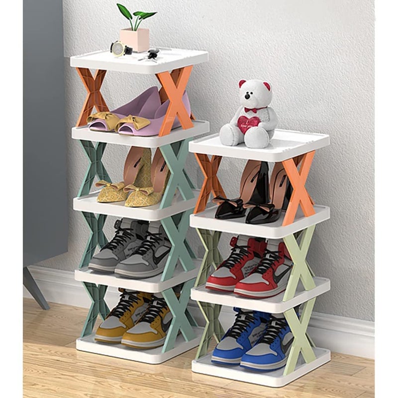 Dhavl 4 Layer Shoe RackStackable Shoe Storage Organizer for Bedroom Entryway Adjustable Shoe Rack Shoe Slots Organizer Shelf Easy Clean Shoe Tower RackMulticolorPack of 1 - Image 2