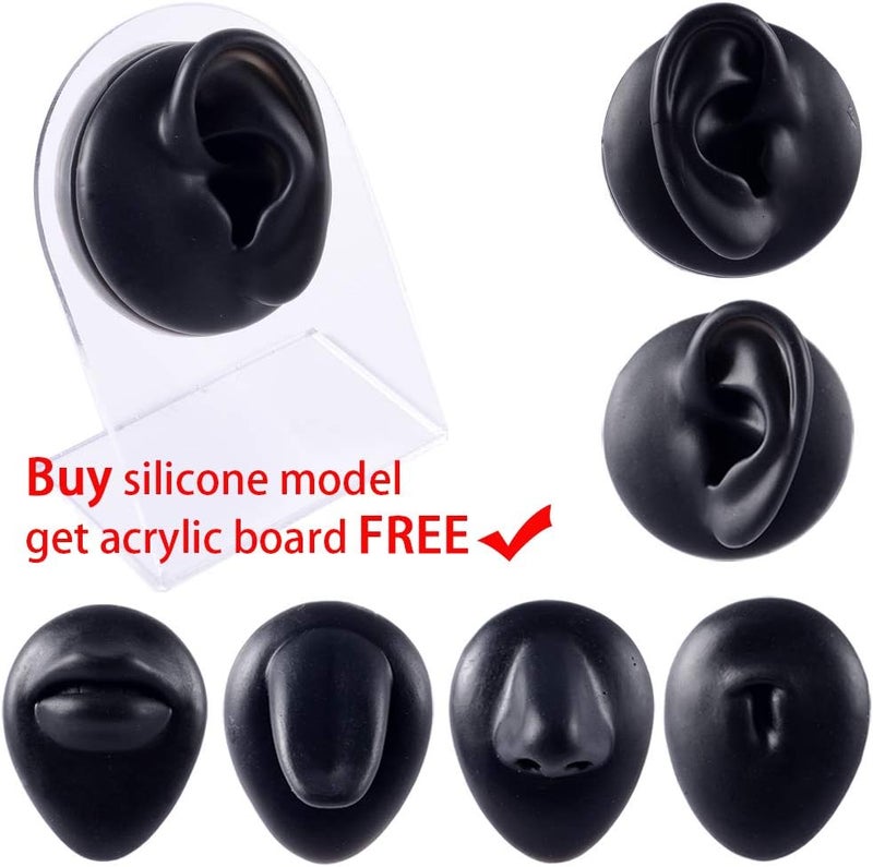 CHUANCI Black Soft Silicone Human Ear Mouth Eye Tongue Navel Model Puncture Simulation for Jewelry Display Teaching Tool - Image 2