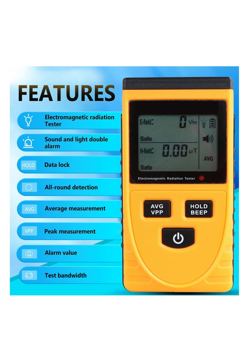 Geiger Counter Radiation Detector, Handheld Digital Electromagnetic Field Radiation Detector with Sound and Light Alarm, Radiation Assessment, Compact Design, for Home Office Work Outdoors - Image 5