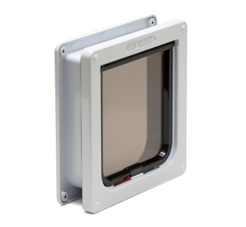 Cat Mate 4WayLocking Cat Flap with Door Liner to 50mm 2 inches Easy Installation in UPVC Doors Walls and Wooden Doors White
