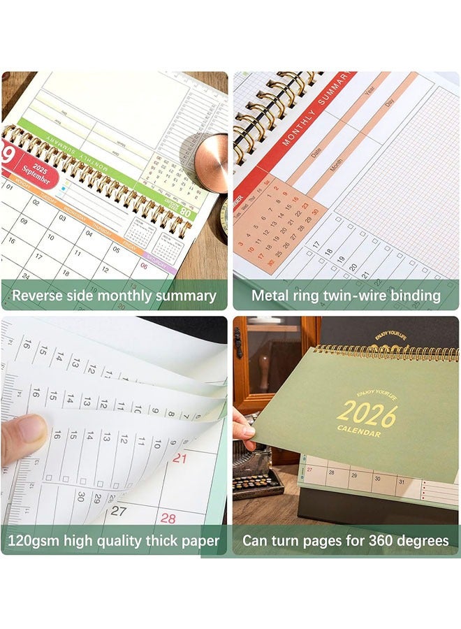 Desk Calendar 2026, Standing Flip Desktop Calendar from July 2025 to December 2026, Metal Ring Twin-Wire Binding 18 Months Medium Desk Calendar for Home Office School - Image 3