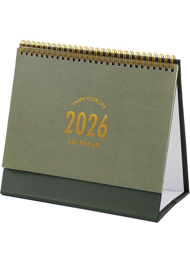 Desk Calendar 2026, Standing Flip Desktop Calendar from July 2025 to December 2026, Metal Ring Twin-Wire Binding 18 Months Medium Desk Calendar for Home Office School - Image 1