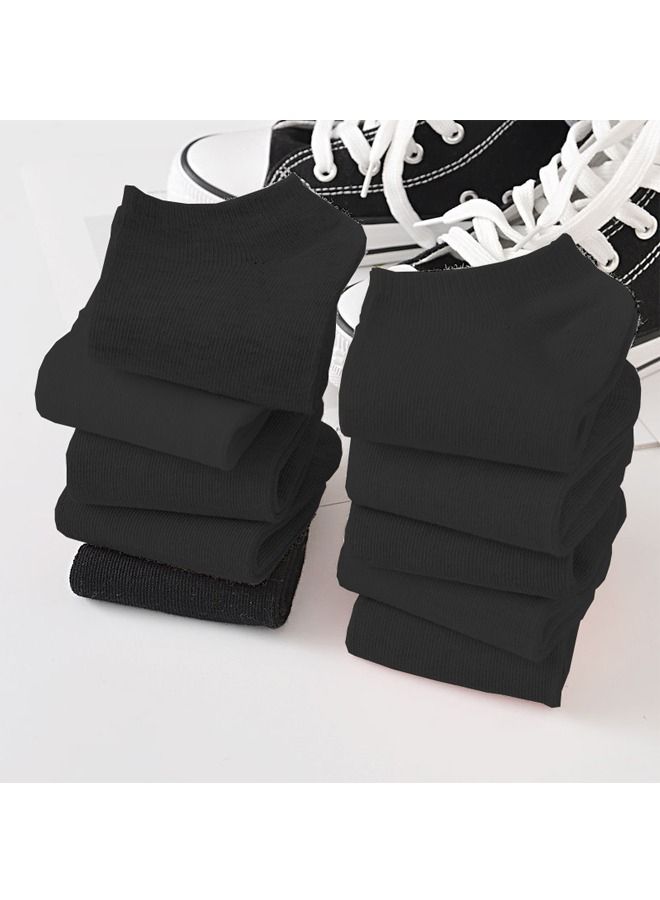 جوارب قطنية نقية جوارب نسائية جوارب غير رسمية جوارب فم ضحل غير مرئي أسود (10 من أنواع الجوارب) - Image 1