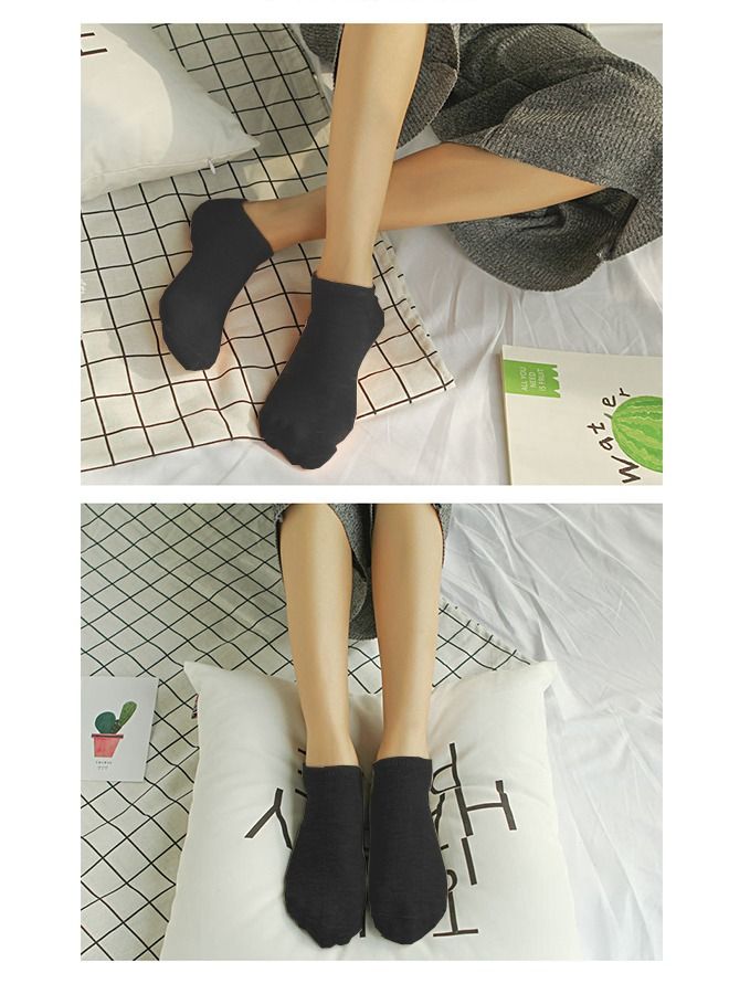 جوارب قطنية نقية جوارب نسائية جوارب غير رسمية جوارب فم ضحل غير مرئي أسود (10 من أنواع الجوارب) - Image 5