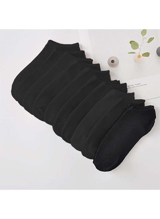 جوارب قطنية نقية جوارب نسائية جوارب غير رسمية جوارب فم ضحل غير مرئي أسود (10 من أنواع الجوارب) - Image 2