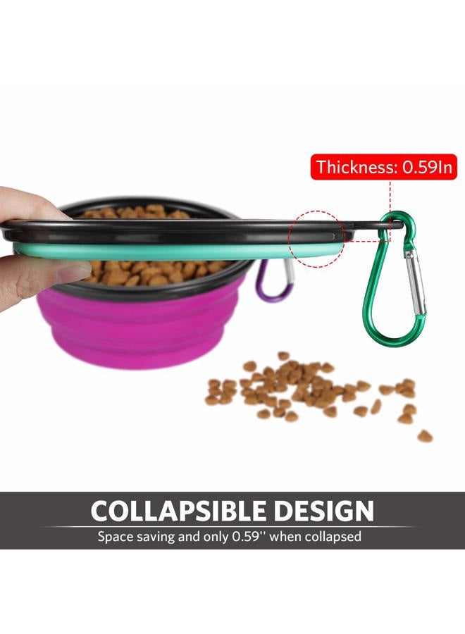 ME.FAN Collapsible Dog Bowl [6-Pack] Travel Portable Dog Bowl(12oz) Silicone Foldable Travel Bowl/Pet Food Bowl/Cat Water Bowl/Silicone Pet Expandable Bowls + 6 Carabiners Per Set (Black Rimmed - Image 3