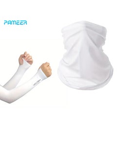 PAMEER Sunlight UV Protection Neck Scarf Bandana, Headwear Balaclava, Face Cover Neck Gaiter Scarf, and Ice Silk Cooling Arm Sleeves With Thumb Holes for Sun Wind Dust Protection for Outdoor Works  - Image 1