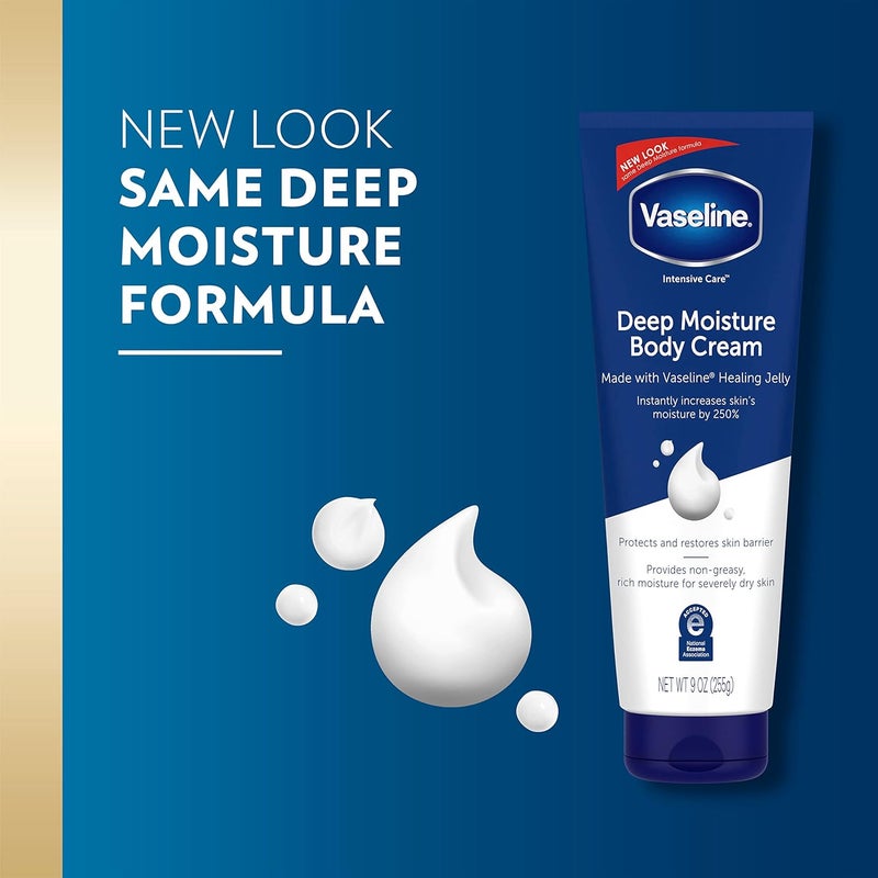 Vaseline Intensive Care Body Cream Deep Moisture 4 pk with Healing Petroleum Jelly  Vitamin E Rich  Smooth for Dry Skin 9 oz - Image 2