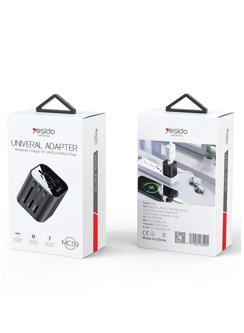 Yesido MC-09 Multi-function Universal Travel Adapter Plug (Black)