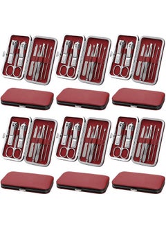 Geosar 12 Sets Manicure Set Nail Clippers Pedicure Kit 8 in 1 Stainless Steel Professional Grooming Kits Nail Care Tools with Travel Case for Men Women(Wine Red)  - Image 1