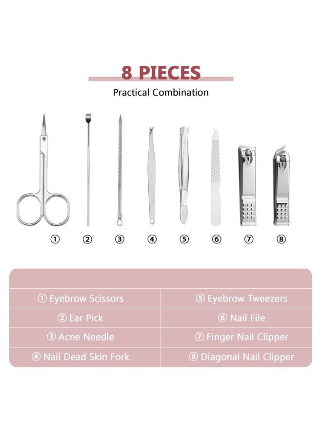 Geosar 12 Sets Manicure Set Nail Clippers Pedicure Kit Stainless Steel Professional Pedicure Set Grooming Kits Nail Care Tools with Luxurious Travel Case for Nail Care (Wine Red, 8 In 1) - Image 3