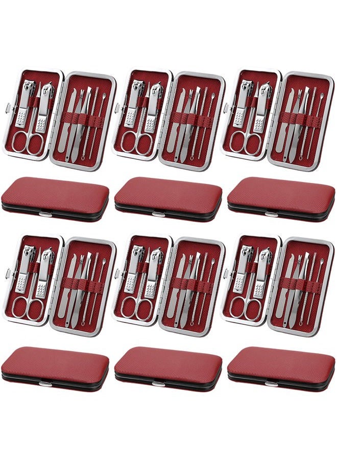 Geosar 12 Sets Manicure Set Nail Clippers Pedicure Kit Stainless Steel Professional Pedicure Set Grooming Kits Nail Care Tools with Luxurious Travel Case for Nail Care (Wine Red, 8 In 1) - Image 1