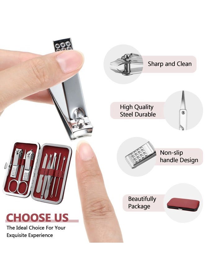 Geosar 12 Sets Manicure Set Nail Clippers Pedicure Kit Stainless Steel Professional Pedicure Set Grooming Kits Nail Care Tools with Luxurious Travel Case for Nail Care (Wine Red, 8 In 1) - Image 4