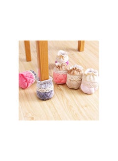 Spaceshoop 4 Pieces Non Slip Elastic Flannel Chair Leg Floor Protector Caps Cloth Socks  - Image 2