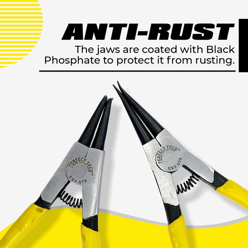 PERFECT TECH External Sanp Ring Plier Combo Set(EXT-07S & EXT-07B)/ Heavy Duty External Circlip Plier Set| Precision Spring Loaded Pliers Set for Snap Ring Removing(Size-7 Inches/175MM) - Image 5