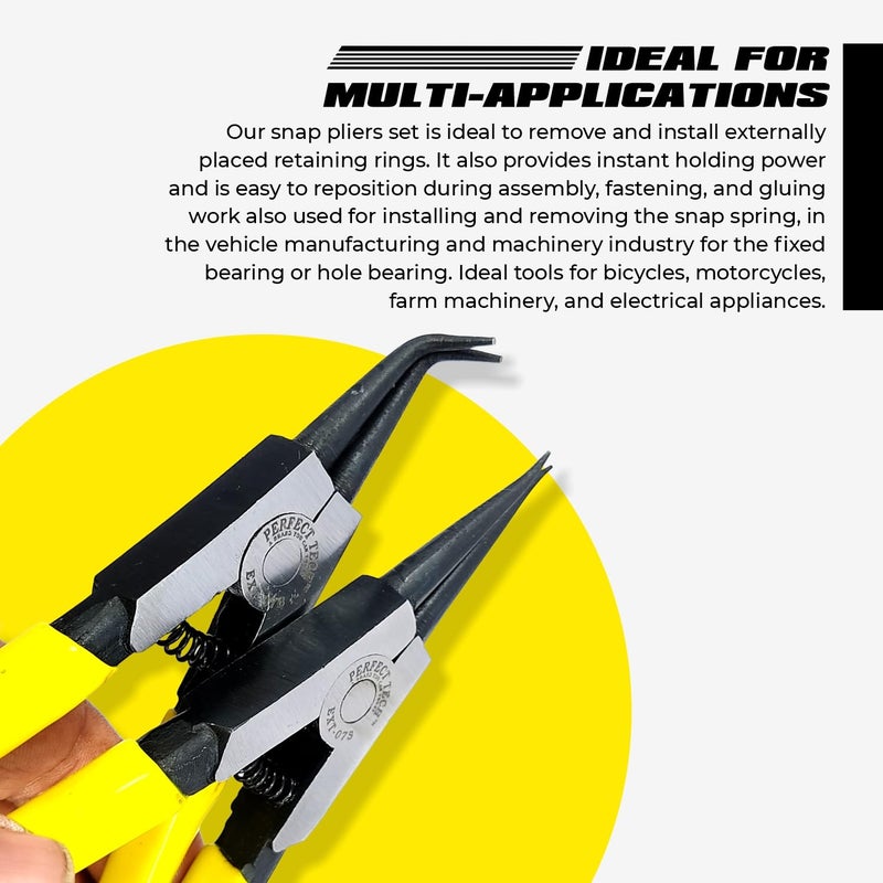 PERFECT TECH External Sanp Ring Plier Combo Set(EXT-07S & EXT-07B)/ Heavy Duty External Circlip Plier Set| Precision Spring Loaded Pliers Set for Snap Ring Removing(Size-7 Inches/175MM) - Image 3