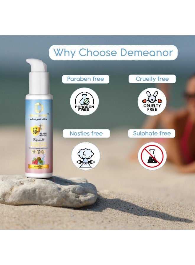 Demeanor Cica + Hyaluronic Skin Barrier Repair Face Cream - 50ml & Watermelon Cooling Sunscreen Spf 50 Pa+++ - 100ml| For Normal Skin | Skin Care Combo - Image 3