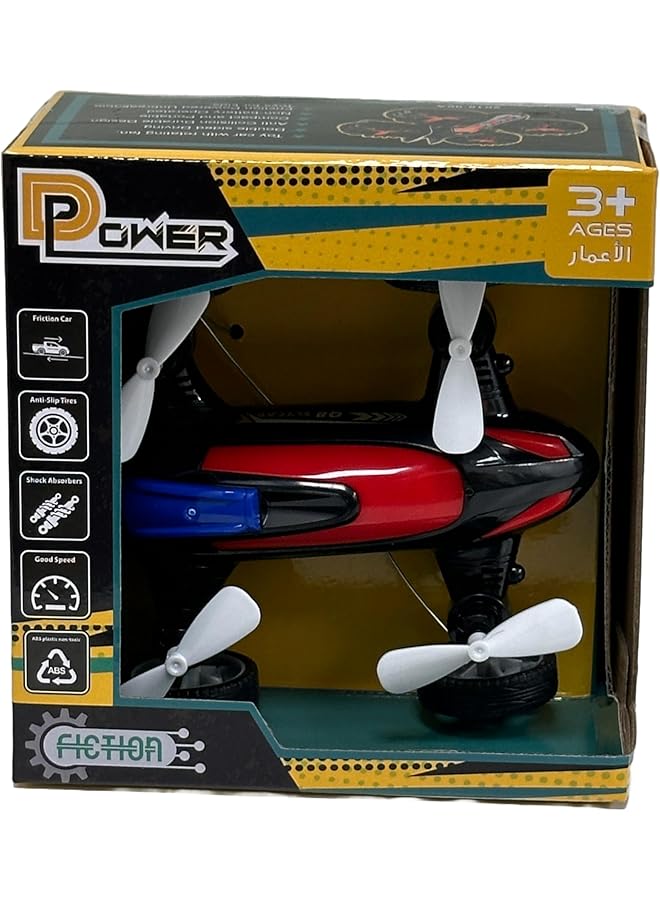 D-Power Friction Powered Fly Car With Rotating Propellers White Fun Battery Free Toy For Kids Age 3 Plus - Image 1