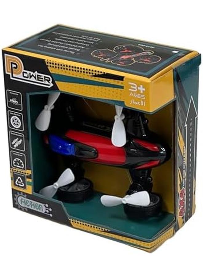D-Power Friction Powered Fly Car With Rotating Propellers White Fun Battery Free Toy For Kids Age 3 Plus - Image 2