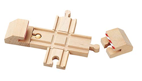 Maxim Enterprise, maxim enterprise inc Wooden Intersection Track with Buffer Stops Wooden Track Accessories for Toy Train 2 Red and White Striped Buffers with Intersection Compatible Major Brand Wooden Railways - Image 5