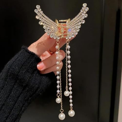 Jwella Korean StyleHair Clips For Women - Butterfly Clips For Women, Korean Hair Accessories - Butterfly Clip With Pearls & Rhinestone - Hair Accessories for Women (1 Pc) Butterfly Clutcher For Hair - Image 4