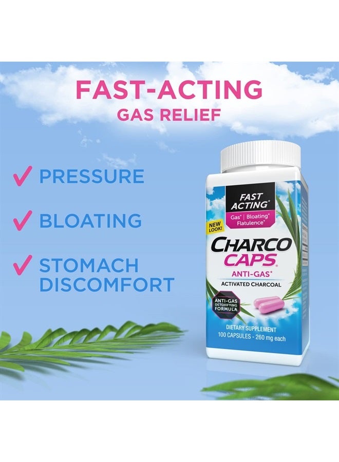 DSE Charcocaps Fast Acting Gas Relief for Bloating & Flatulence, Drug Free Detoxifying Activated Charcoal Formula, 100 Capsules, 30 Day Supply, Pink - Image 3