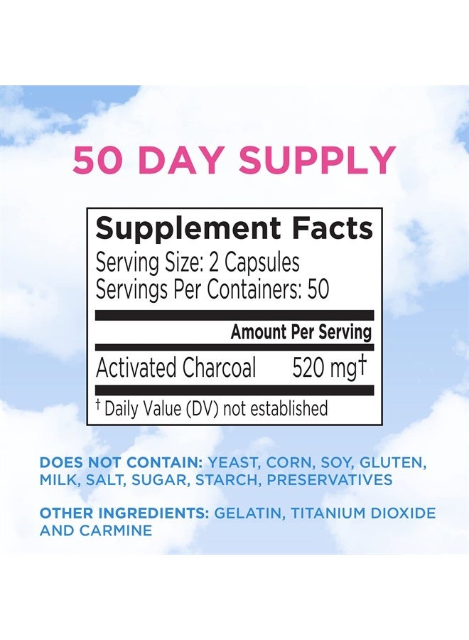 DSE Charcocaps Fast Acting Gas Relief for Bloating & Flatulence, Drug Free Detoxifying Activated Charcoal Formula, 100 Capsules, 30 Day Supply, Pink - Image 4