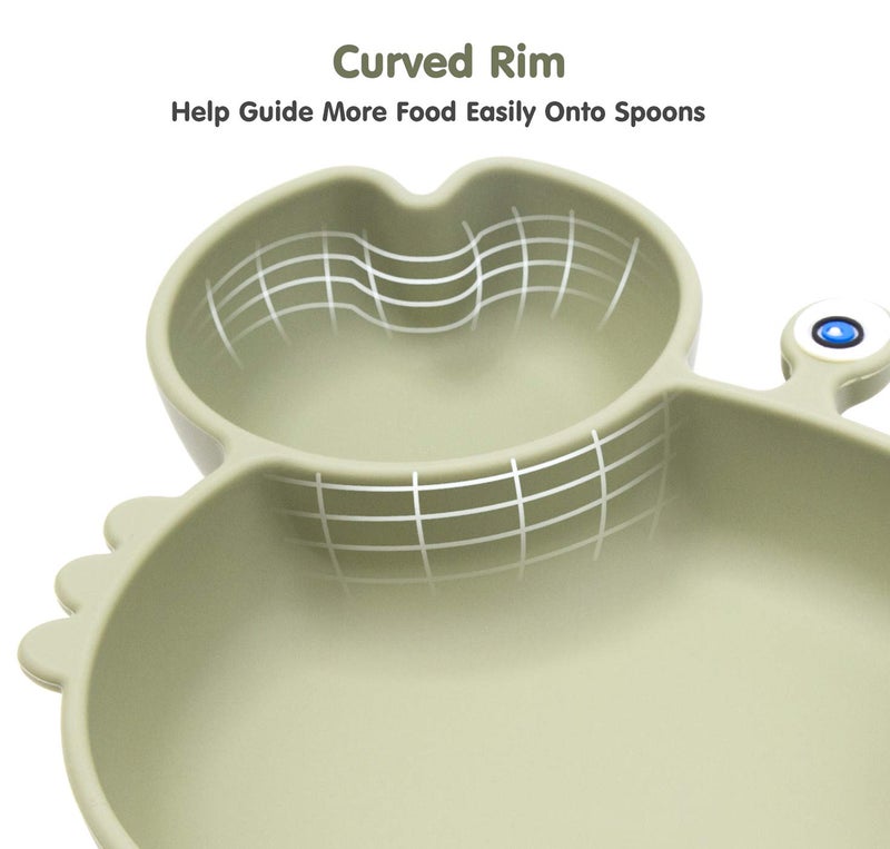 Linowos Silicone Suction Plate for Toddlers - Self Feeding Training Divided Plate Dish and Bowl for Baby and Toddler, Fits for Most Highchairs Trays, BPA Free Microwave Dishwasher Safe - Image 4