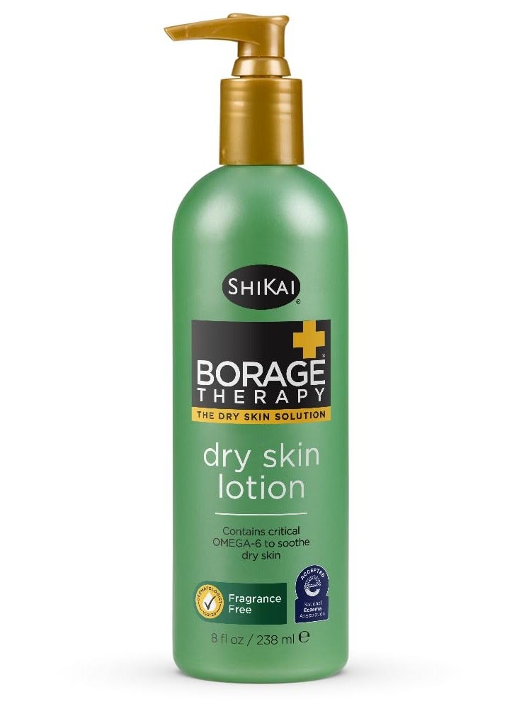 ShiKai Borage Therapy Dry Skin Lotion Body Moisturizer (8 oz) Unscented Skincare | Hydrating Lotion for Dry Hands & Body | With Oatmeal & Shea butter