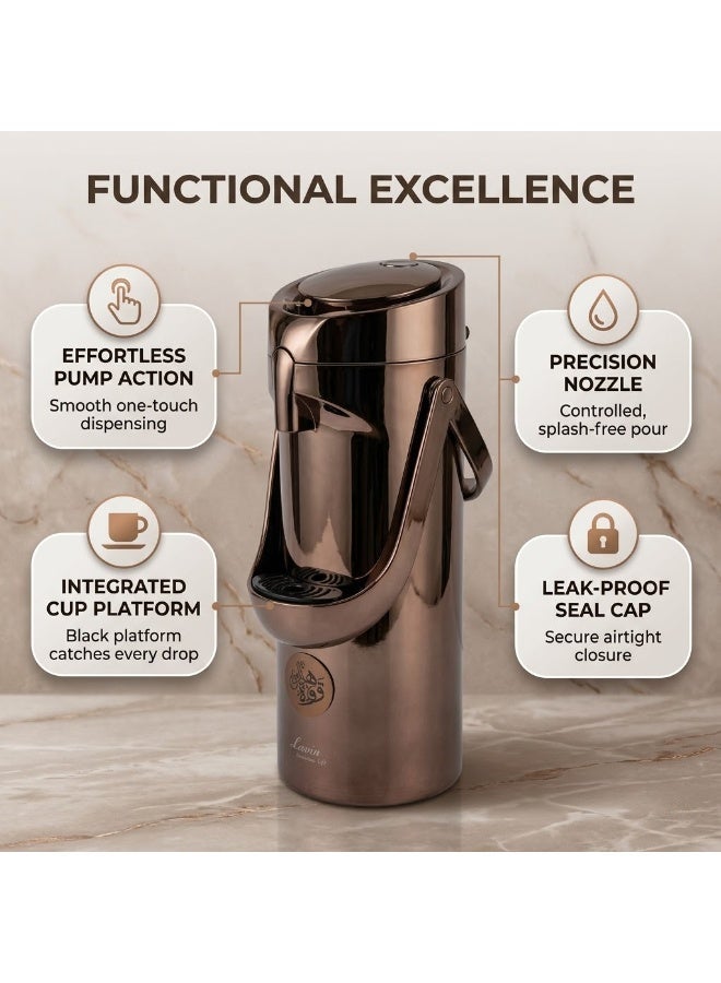 Lavin vaccum flask 1.9L/Airpot Glass inner Thermos/Long heat retention/Hot&Cold/HB - Image 3