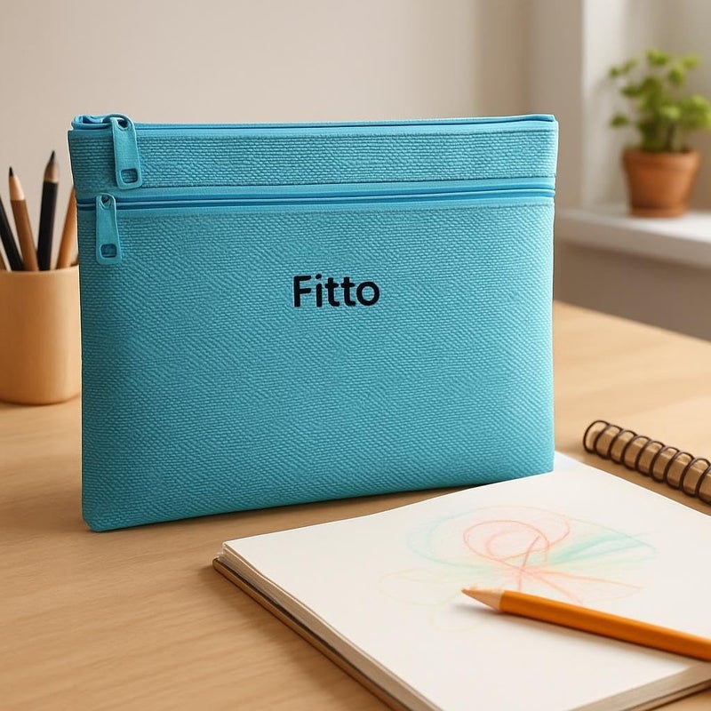 Fitto Zipper Bag for A4 Sheets 29.7x21cm Blue – Office Storage, Document & Paper Carrier - Image 2