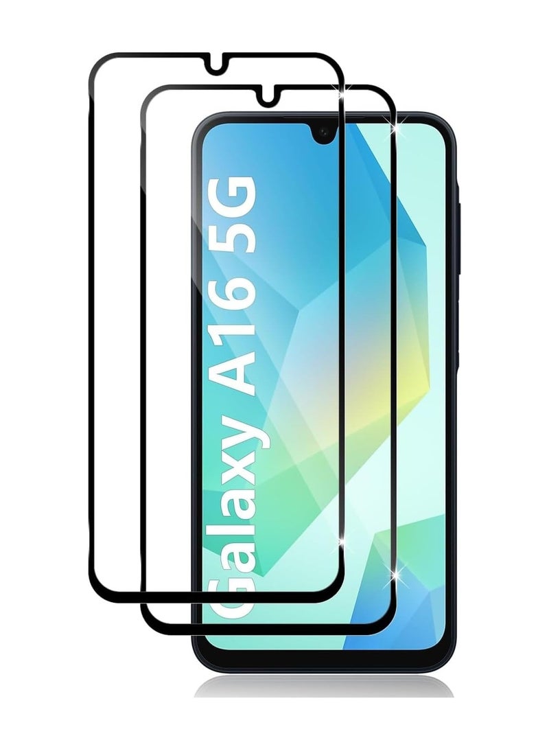Muzz For Samsung Galaxy A16 Screen Protector Full Curved Tempered Glass Full Adhesive Full Coverage Bubble-Free Anti Scratch HD Clear High Responsive for Samsung Galaxy A16 Black 2 Pack - Image 1