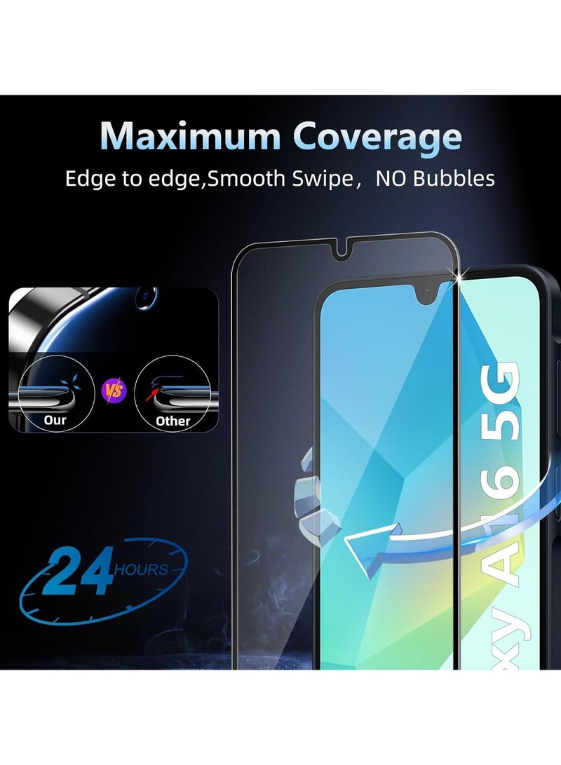 Muzz For Samsung Galaxy A16 Screen Protector Full Curved Tempered Glass Full Adhesive Full Coverage Bubble-Free Anti Scratch HD Clear High Responsive for Samsung Galaxy A16 Black 2 Pack - Image 3