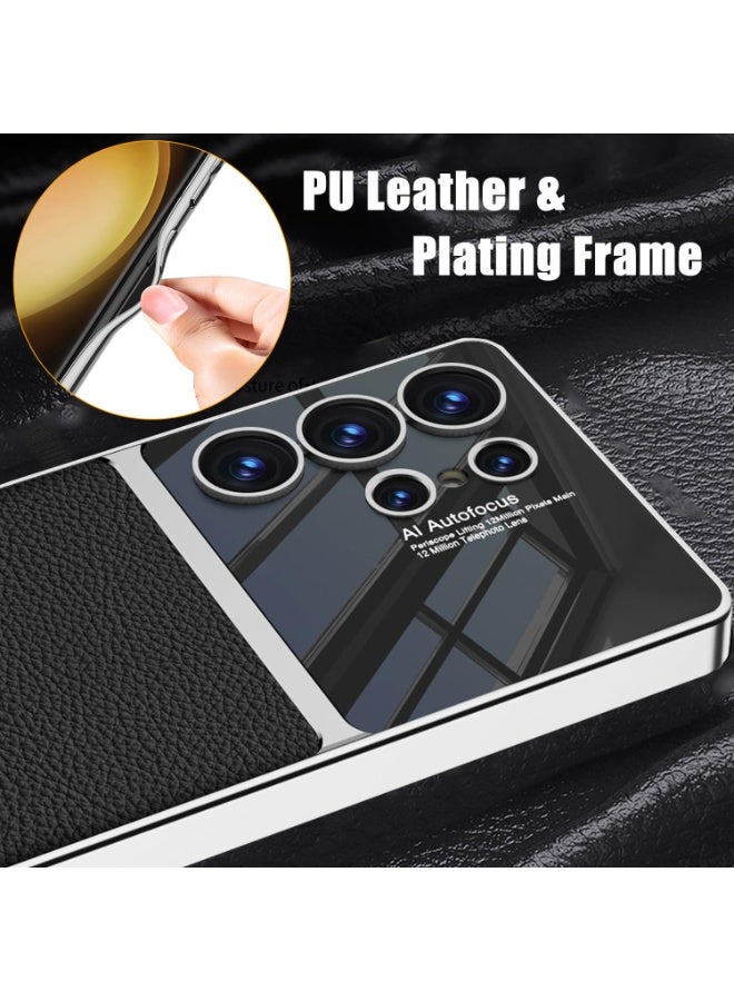 Leather Case for Sumsung Galaxy S25 Ultra Case, Luxury PU Leather Case with Electroplate Frame, Shockproof Anti-Scratch Non-Slip Grip Full Protective Cover for Samsung S25 Ultra 5G - Image 4