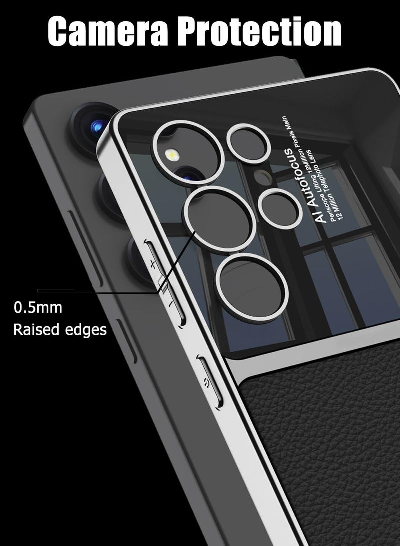 Leather Case for Sumsung Galaxy S25 Ultra Case, Luxury PU Leather Case with Electroplate Frame, Shockproof Anti-Scratch Non-Slip Grip Full Protective Cover for Samsung S25 Ultra 5G - Image 2