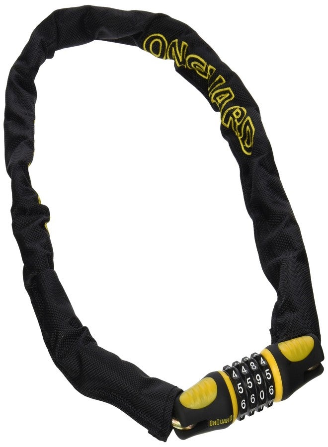 OnGuard Mastiff 2.5 ft Combo Chain Lock – 6 mm Hardened Steel Chain (75 cm) – 4-Digit Resettable Combination, Protective Sleeve, Compact Security Design