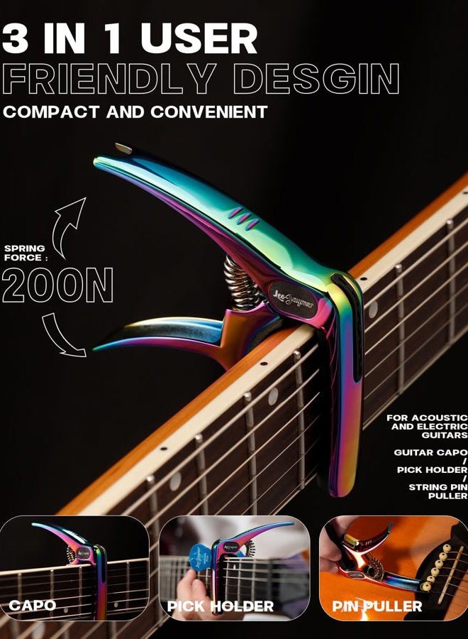 Leo Jaymz Heavy Duty Guitar Capo for Acoustic/Electric Guitars, Guitar Clip made of Zinc Alloy Metal, Guitar Clamp for Bass Classical Guitar, Ukulele, Mandolin,Banjo (Dazzling Purple) - Image 2
