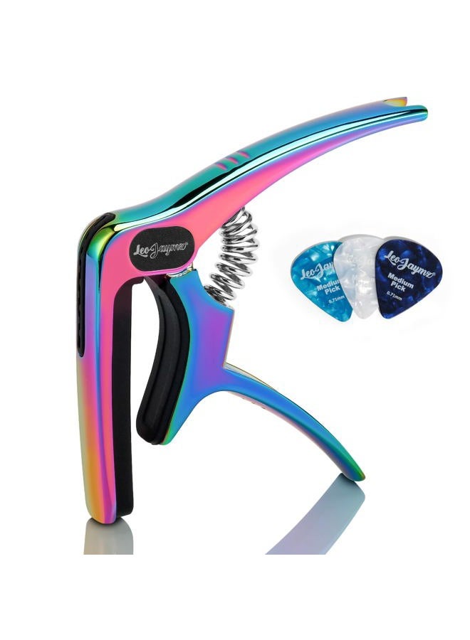 Leo Jaymz Heavy Duty Guitar Capo for Acoustic/Electric Guitars, Guitar Clip made of Zinc Alloy Metal, Guitar Clamp for Bass Classical Guitar, Ukulele, Mandolin,Banjo (Dazzling Purple) - Image 1