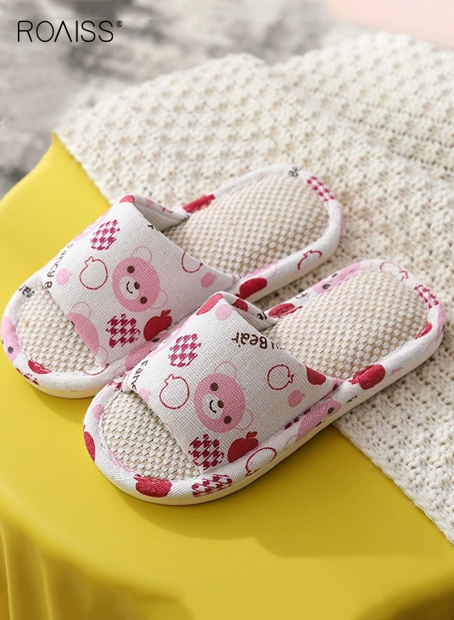 رويس نعال أطفال مانعة للانزلاق، نعال منزلية داخلية لجميع المواسم، نعال من الكتان الناعم الماص للعرق بطبعة كرتونية لطيفة للأولاد والبنات - Image 1