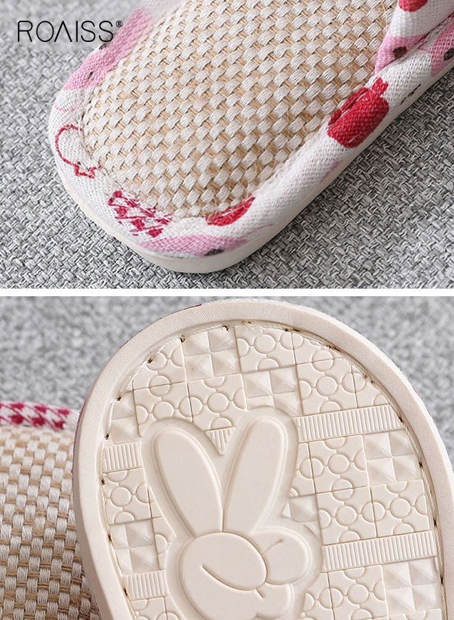 رويس نعال أطفال مانعة للانزلاق، نعال منزلية داخلية لجميع المواسم، نعال من الكتان الناعم الماص للعرق بطبعة كرتونية لطيفة للأولاد والبنات - Image 4