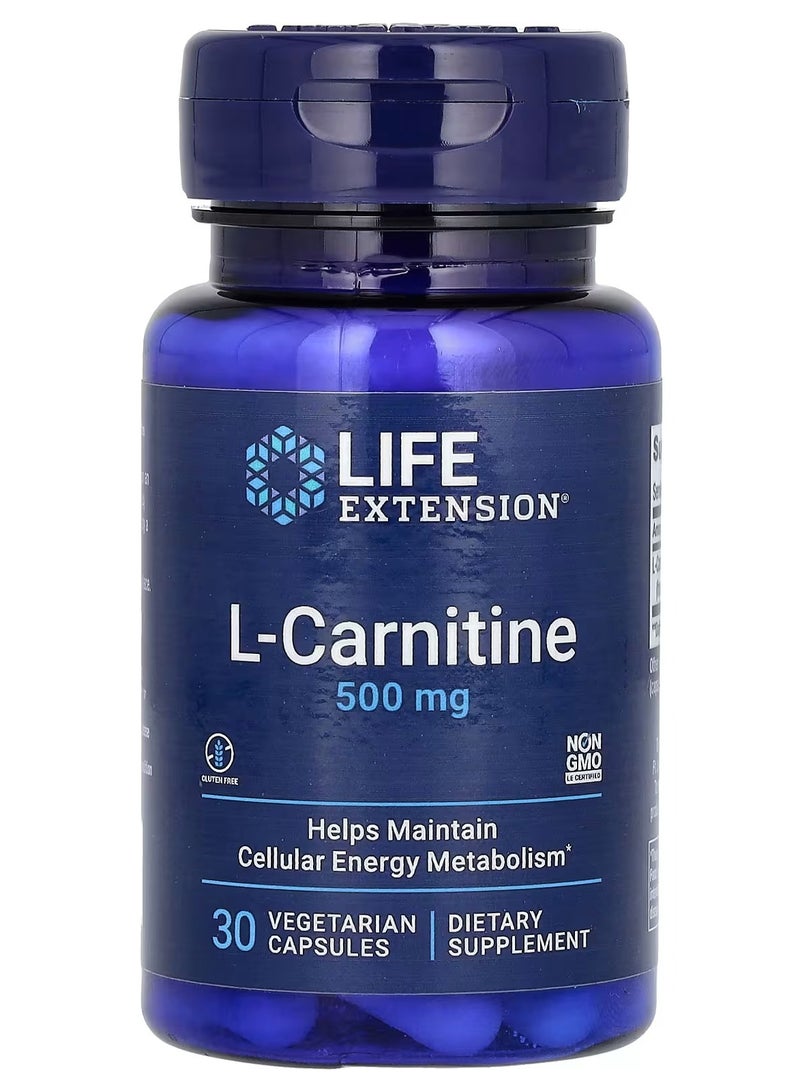 لايف إكستنشن، إل-كارنيتين، 500 مجم، 30 كبسولة نباتية - Image 1