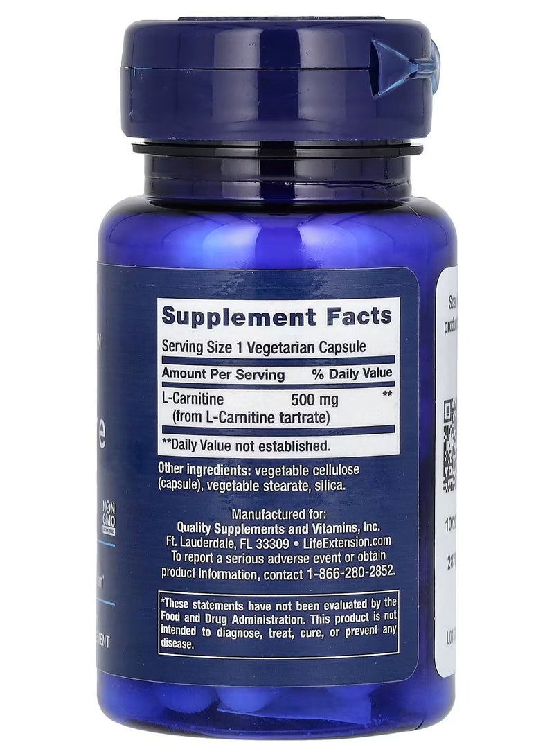 لايف إكستنشن، إل-كارنيتين، 500 مجم، 30 كبسولة نباتية - Image 2