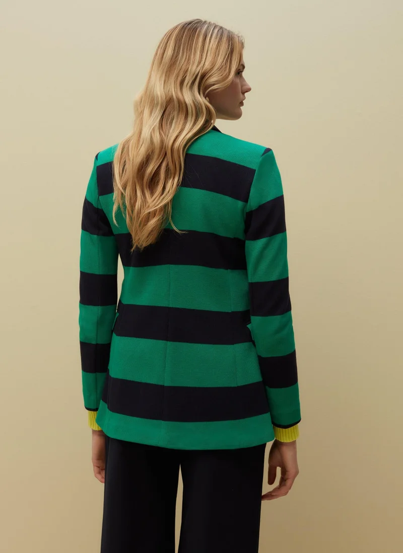 او في اس Ovs Piombo Double-Breasted Striped Blazer