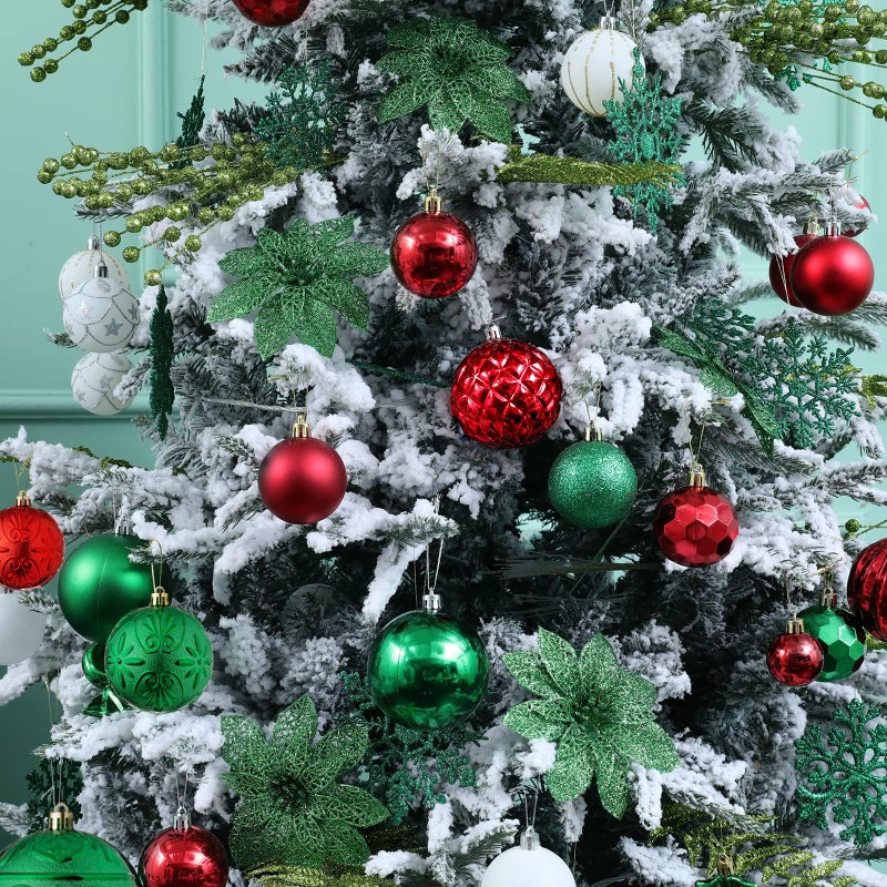 Wironlst زخارف كرة عيد الميلاد من Wironlst - 30 قطعة من زينة عيد الميلاد البلاستيكية المقاومة للكسر، زينة كروية معلقة لشجرة عيد الميلاد وحفلات الزفاف (أخضر متعدد الأحجام) - Image 5