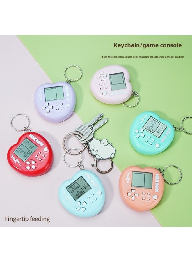 Exclusive Love Peach-shaped Handheld Mini Video Game Machine Tetris Game Machine Keychain Toy-Color:Macaron Powder  - Image 4