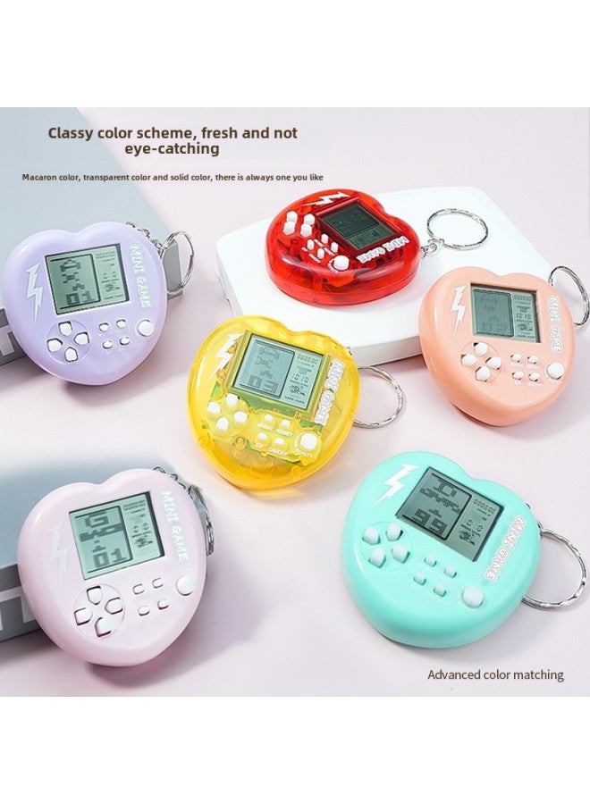 Exclusive Love Peach-shaped Handheld Mini Video Game Machine Tetris Game Machine Keychain Toy-Color:Macaron Powder  - Image 3