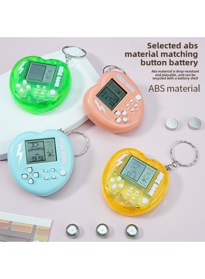 Exclusive Love Peach-shaped Handheld Mini Video Game Machine Tetris Game Machine Keychain Toy-Color:Macaron Powder  - Image 5