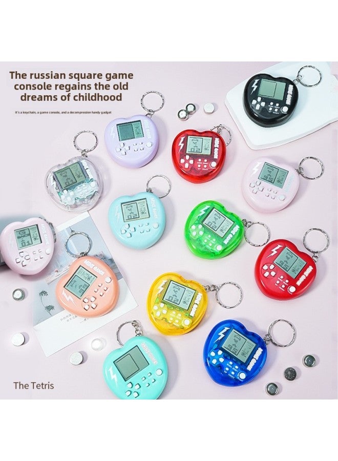 Exclusive Love Peach-shaped Handheld Mini Video Game Machine Tetris Game Machine Keychain Toy-Color:Macaron Powder  - Image 2