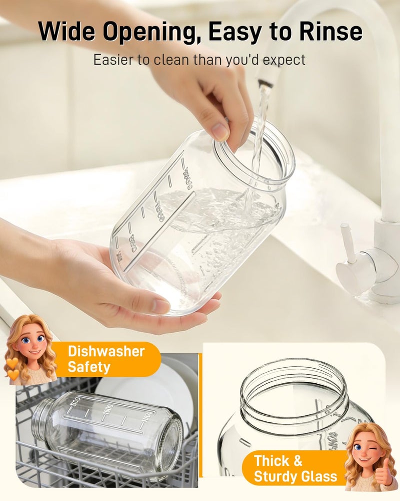 OneDream 64 oz Glass Pitcher with Lid, Large Wide Mouth Mason Jar with Pour Spout, Pink Sun Tea Jar for Outside, Glass Water Pitcher Great for Drink, Cold Beverages and Breast Milk - Image 5